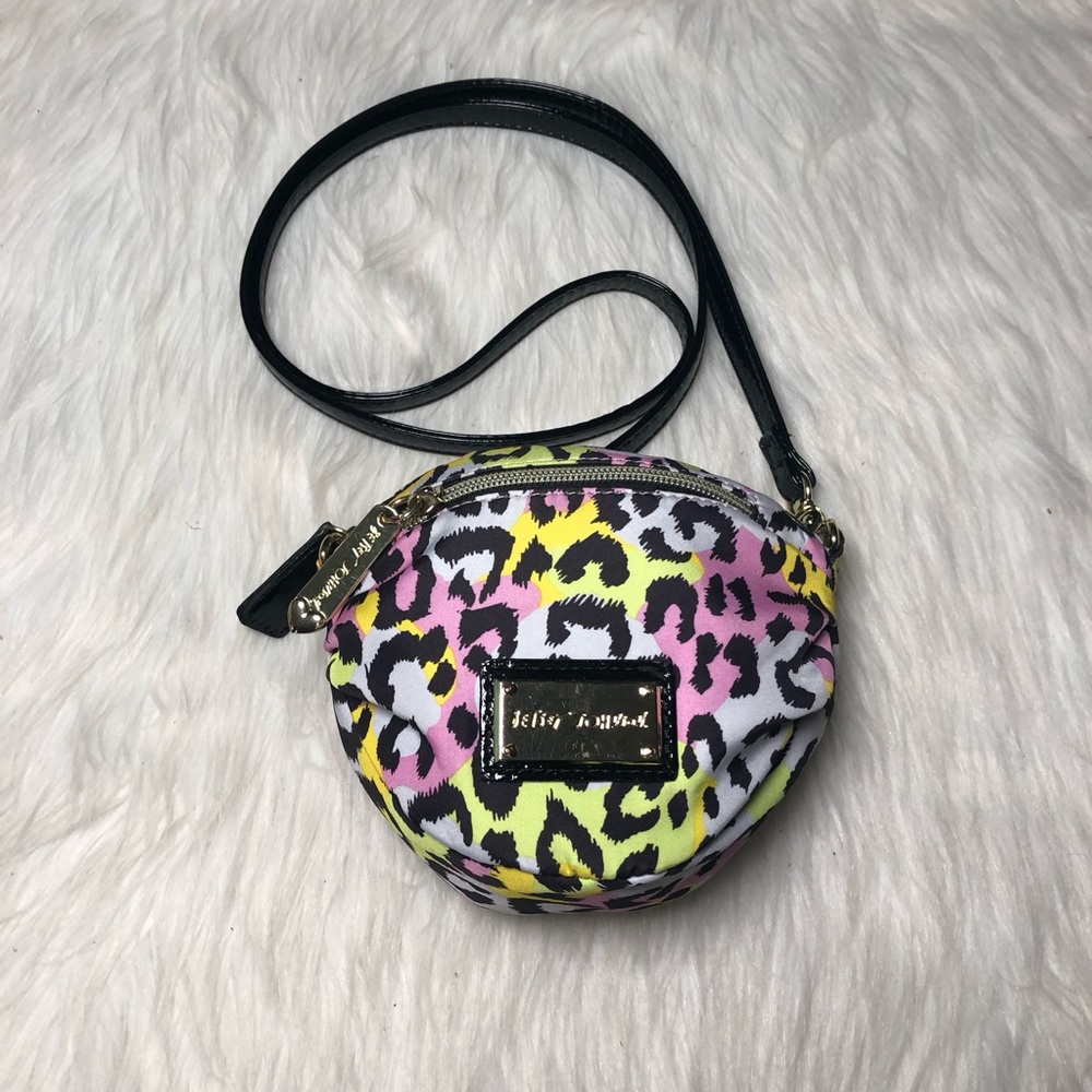 Betsey Johnson Pastel Cheetah Print Nylon Mini Crossbody Bag